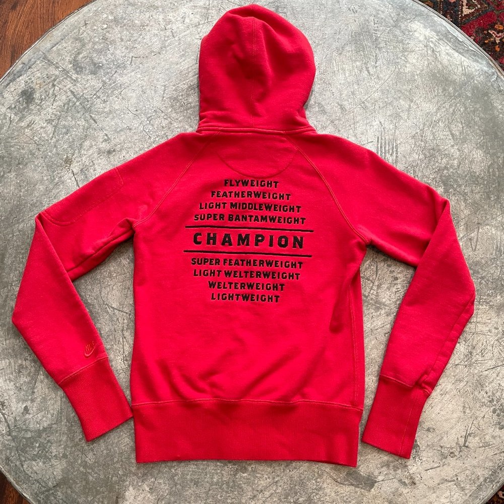 Nike Manny Pacquiao Embroidered Red Zip Up Organic Cotton Hoodie Medium